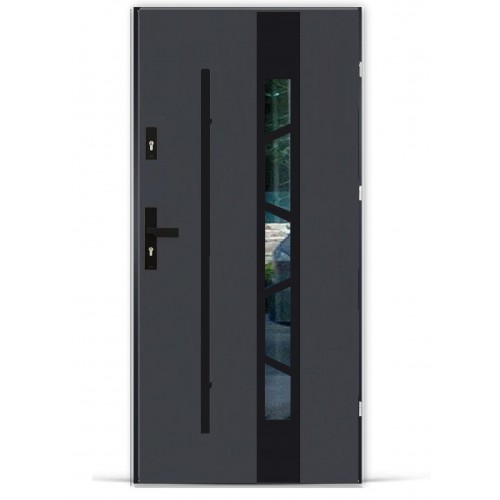 Drzwi zewnętrzne stalowe PIRAMIDA LONG RELING BLACK TEL: 500 195 956 